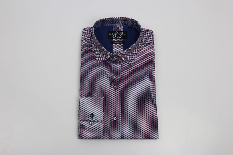 SWGLS9110 NINETEEN 82 WILLOW LS TAILORED FIT SHIRT BURGUNDY