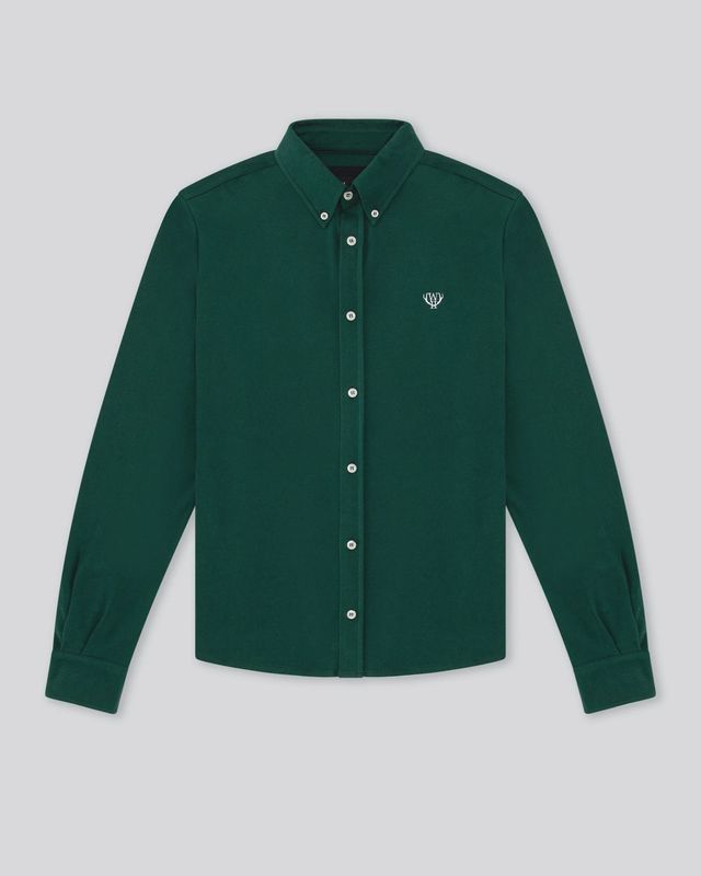 WALKER AND HUNT PIQUE STRETCH SHIRT GREEN