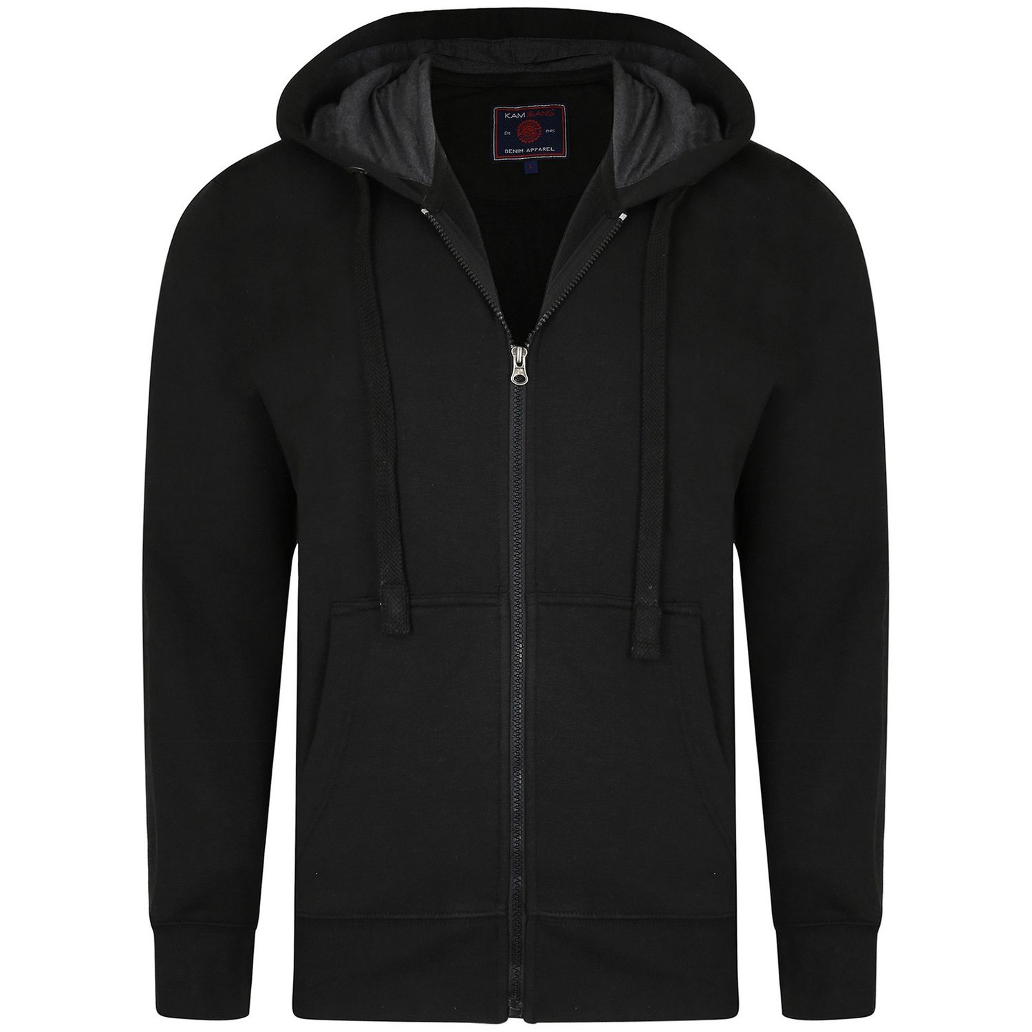 Fleece Zip Thru Hoody, Colour: Black, Clothes Size: 2XL