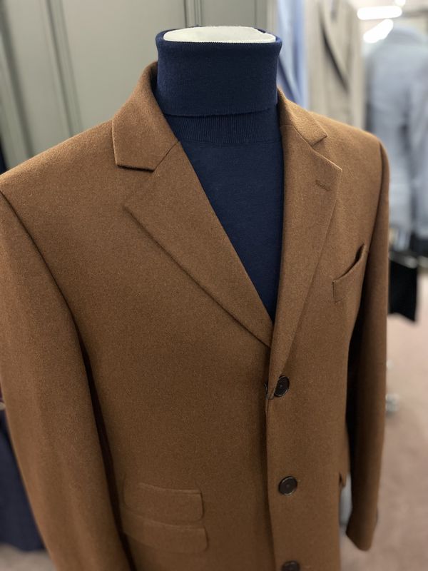 TB252ORN/320 PREMIUM TAN MELTON REG OVERCOAT