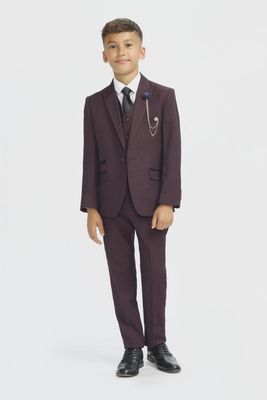 BOYS CARIDI WINE THREE PIECE SUIT