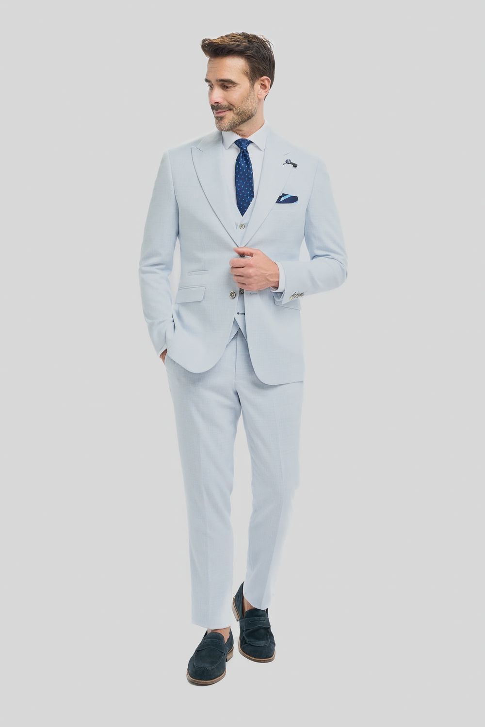 MENS TROPEZ 3PC SUIT SKY