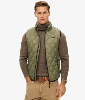 SUPERDRY DIAMOND QUILT FUJI LITE GILET DUSTY OLIVE GREEN M5012143A