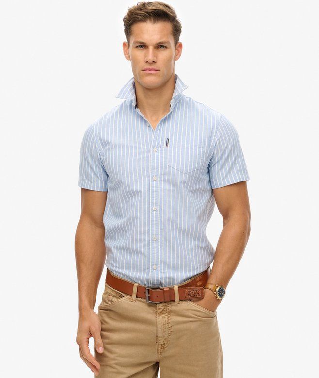 SUPERDRY OXFORD S/S SHIRT  BROKER BLUE STRIPE M4010944A