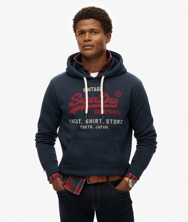 SUPERDRY VL HERITAGE RELAXED HOOD TRENCH NAVY MARL M2014122A