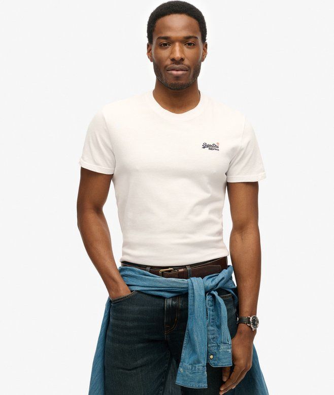 SUPERDRY ESSENTIAL CONTRAST EMB TEE  OPTIC M1012078A