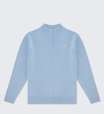 WALKER AND HUNT SUMMER BLUE  KNITTED HALF ZIP