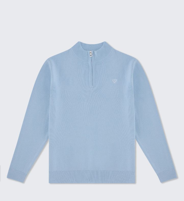 WALKER AND HUNT SUMMER BLUE  KNITTED HALF ZIP
