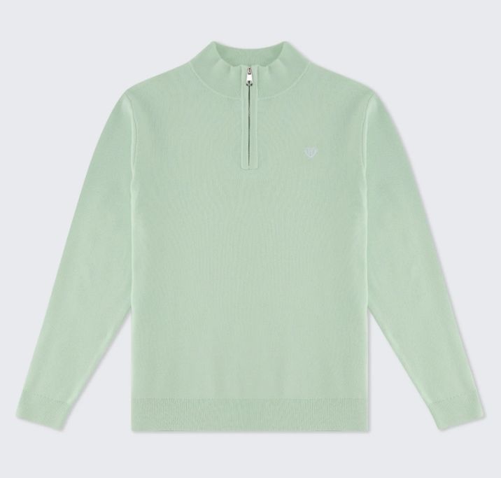WALKER AND HUNT SAGE GREEN  KNITTED HALF ZIP