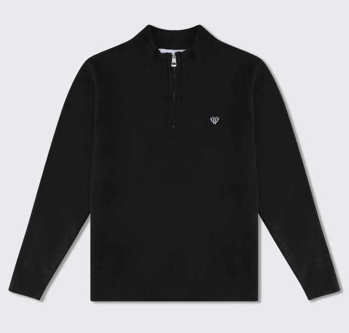 WALKER AND HUNT BLACK KNITTED HALF ZIP