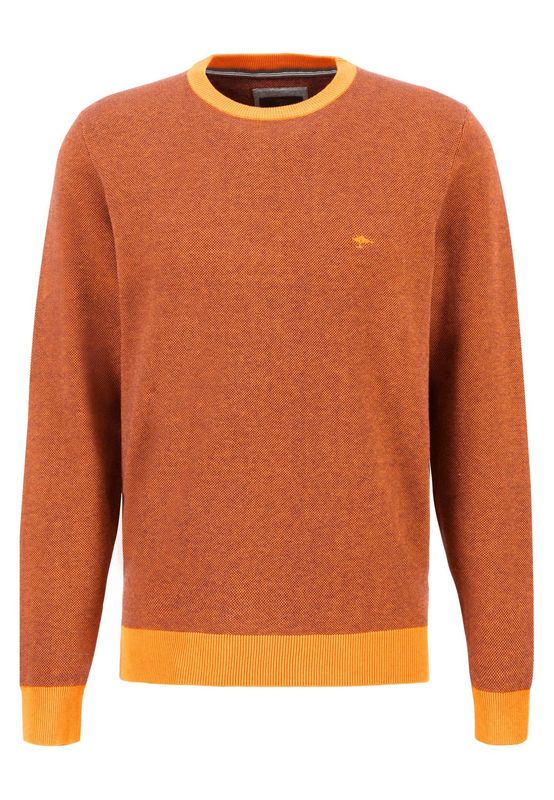 1308 617 FYNCH HATTON KNIT O NECK 210 BURNT ORANGE