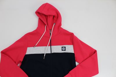 HERON FULL ZIP STRIPE HOOD ML301439 CORAL/SNOW/NAV