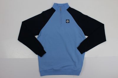 GAZI 1/4 ZIP RAGLAN FLEECE SKY/NAVY