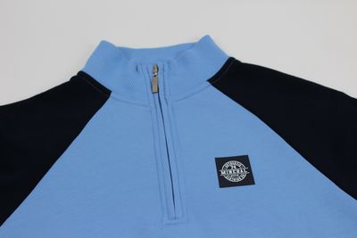 GAZI 1/4 ZIP RAGLAN FLEECE SKY/NAVY