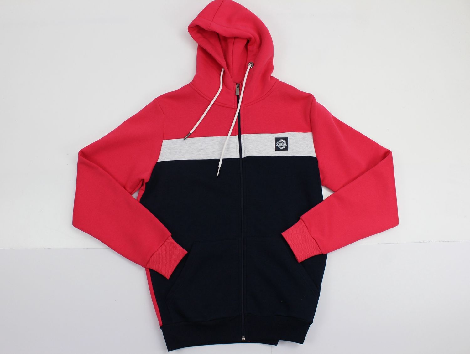 HERON FULL ZIP STRIPE HOOD ML301439 CORAL/SNOW/NAV