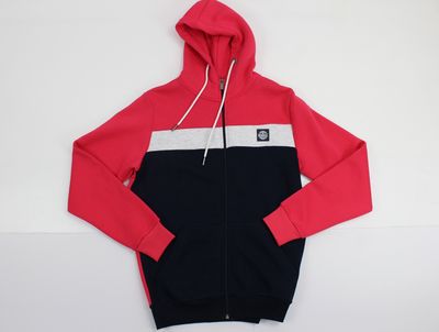 HERON FULL ZIP STRIPE HOOD ML301439 CORAL/SNOW/NAV