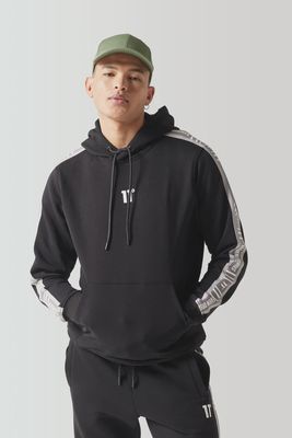 11D3797 001 11 DEGREES RETRO TAPED HOODIE BLACK