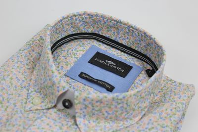 1402 5050 FYNCH HATTON MODERN PRINT SHIRT COL 604 CRYSTAL BLUE