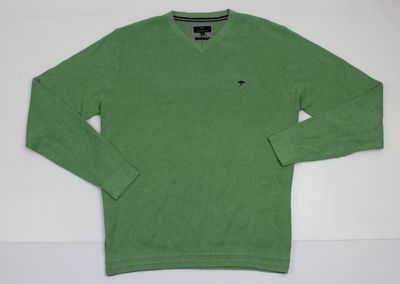 1302 601 FYNCH HATTON V NECK KNIT 700 SPRING GREEN
