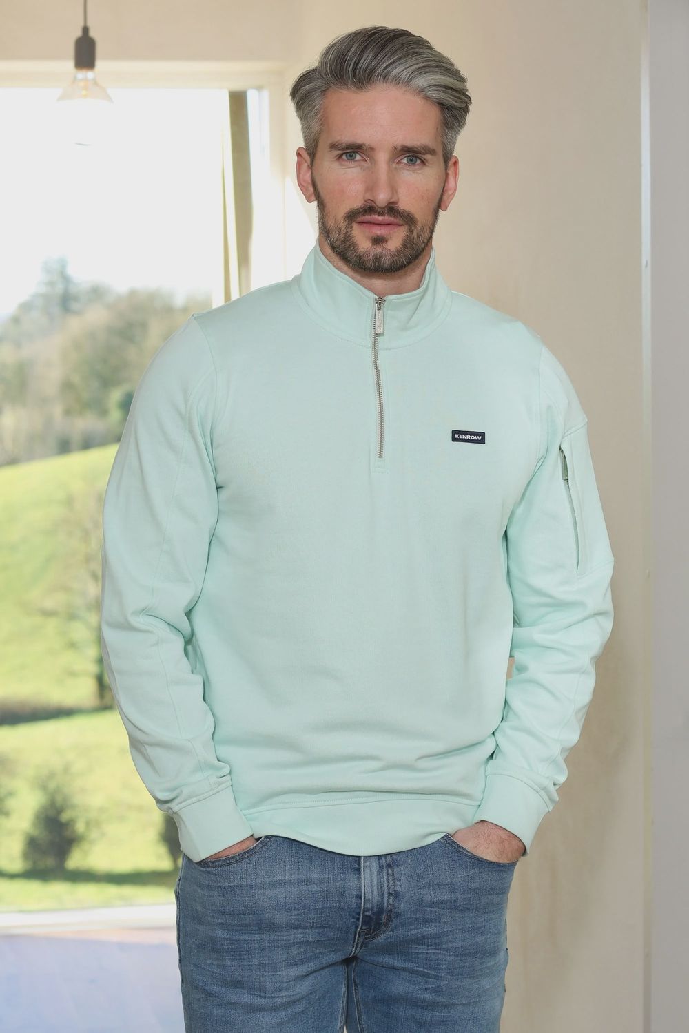 KR8 18237 JULIEN 1/2 ZIP PALE GREEN