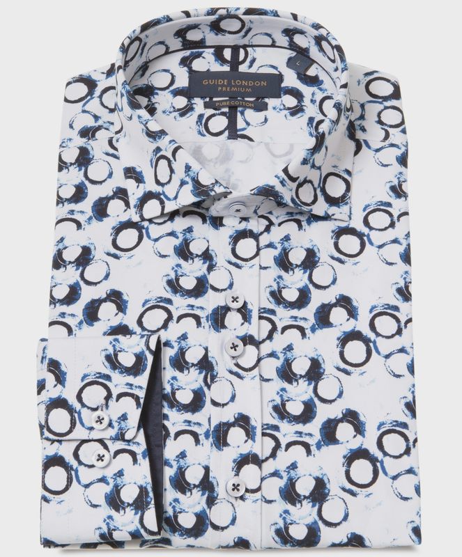 GUIDE L/S SHIRT LS77157 WHITE/NAVY