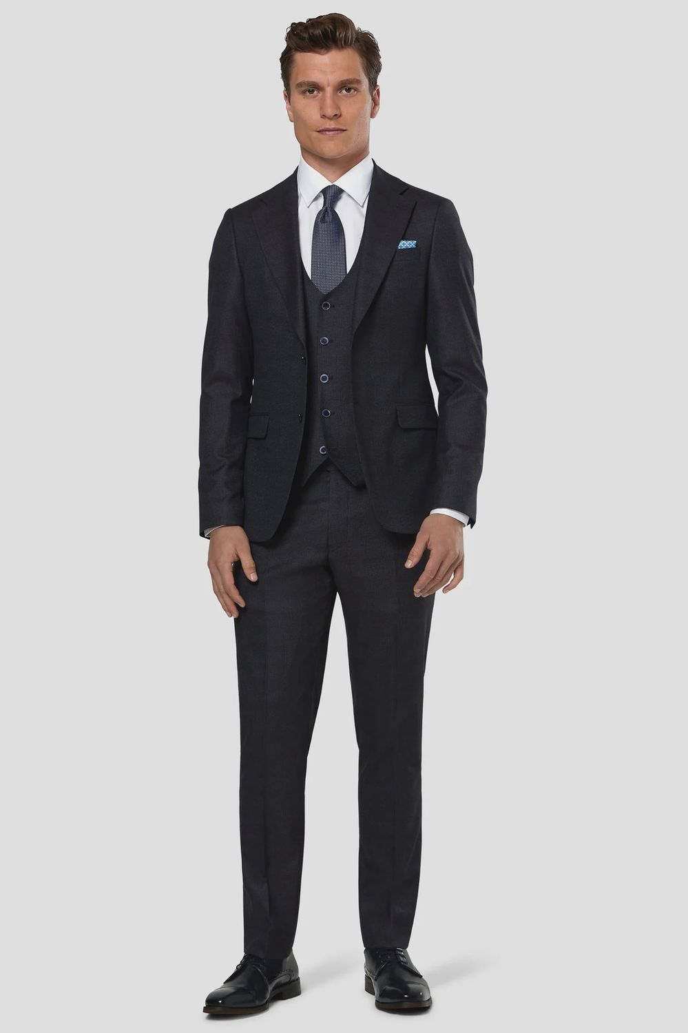 HAAS TAILORED 3PC  SUIT CHOCOLATE