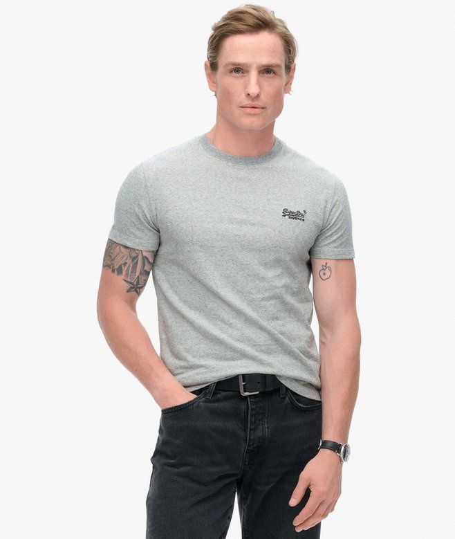 SUPERDRY ESSENTIAL LOGO EMB TEE LIGHT GREY GRINDLE FEEDER M1011245A