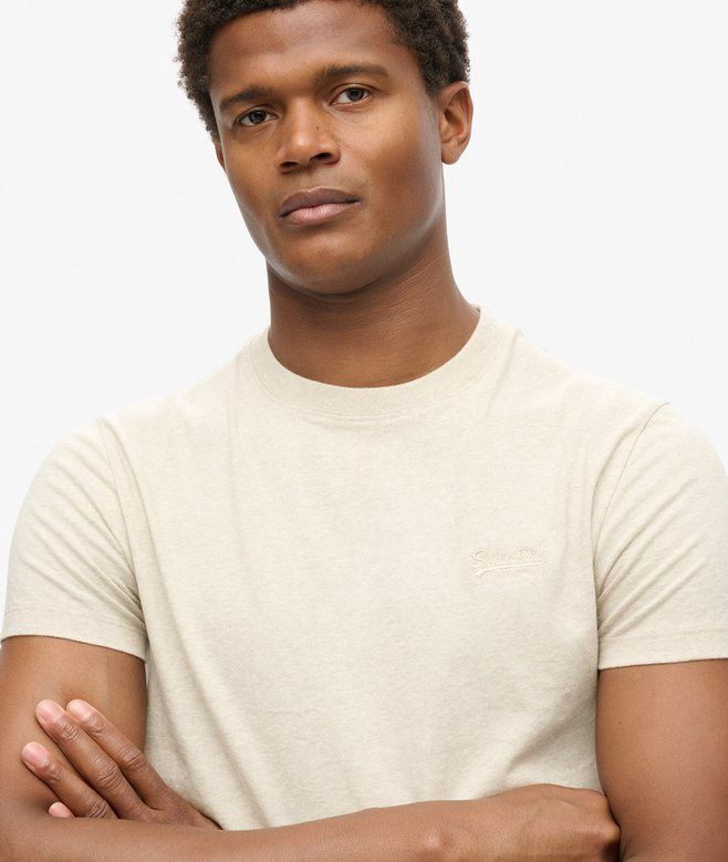 SUPERDRY ESSENTIAL LOGO EMB TEE OAT CREAM MARL  M1011245A