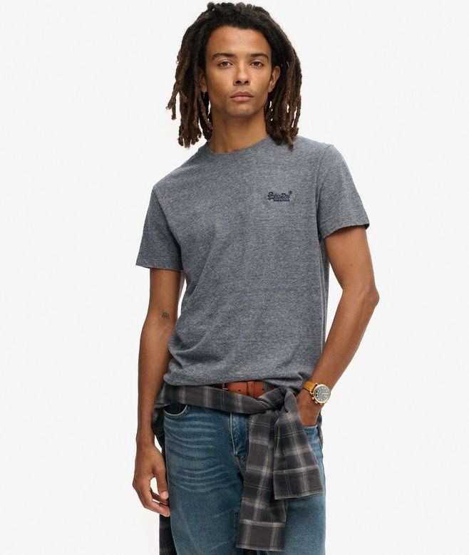 SUPERDRY ESSENTIAL LOGO EMB TEE ECLIPSE NAVY/GREY MARL FEEDER M1011245A