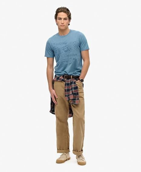 SUPERDRY WORKWEAR EMBOSSED RELAXED TEE POTTERY BLUE MARL  M1012100A