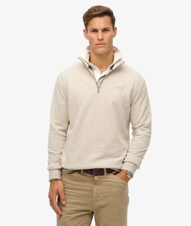 SUPERDRY ESSENTIAL LOGO HALF ZIP LIGHT STONE BEIGE M2013750A