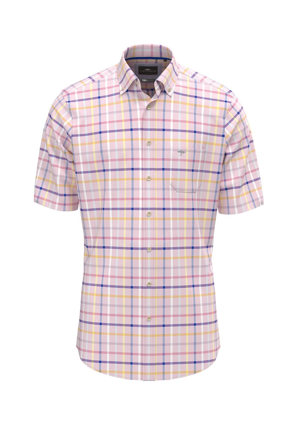 1504 8481 FYNCH HATTON SHIRT COL 461 SUMMER OXFORD CHECK PEONY