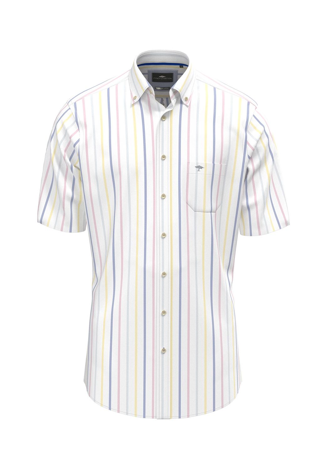 1504 8491 FYNCH HATTON SHIRT COL 112 SUMMER OXFORD STRIPES VIVID YELLOW