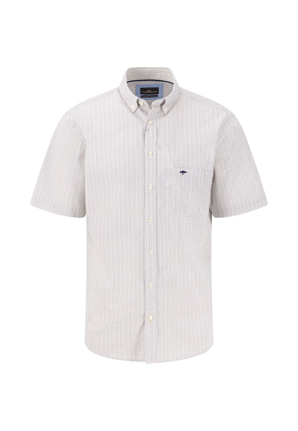 1504 6121 FYNCH HATTON SHIRT COL 112 MINIMAL POPLIN PRINT VIVID YELLOW