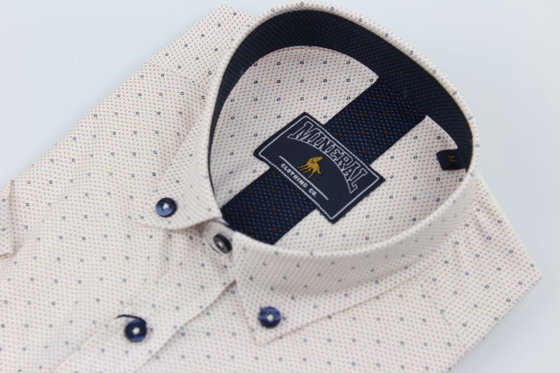 ML273150 FODEN SS PRINT STRETCH SHIRT WHITE/ORANGE