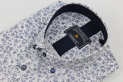 ML252253 FRIAR LS PRINT SHIRT WHITE/NAVY