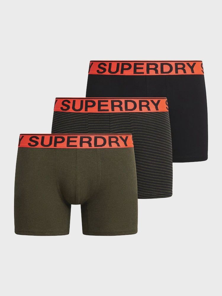 SUPERDRY BOXER TRIPLE PACK KHAKI STRIPE/KHAKI GRIT/BLACK M3110452B