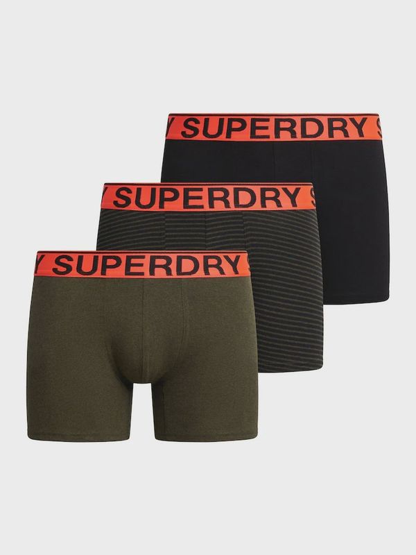 SUPERDRY BOXER TRIPLE PACK KHAKI STRIPE/KHAKI GRIT/BLACK M3110452B