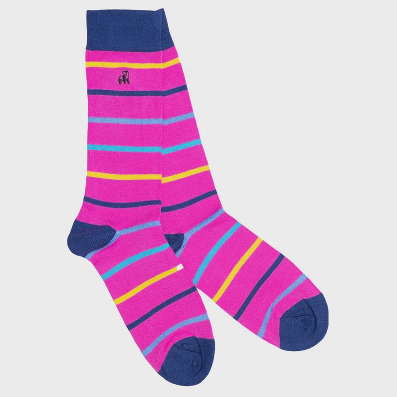 SWOLE PANDA SOCKS SP452 PINK MULTI STRIPE