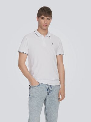 ONSFLETCHER SLIM SS POLO BRIGHT WHITE/BLACK CONT 22024827