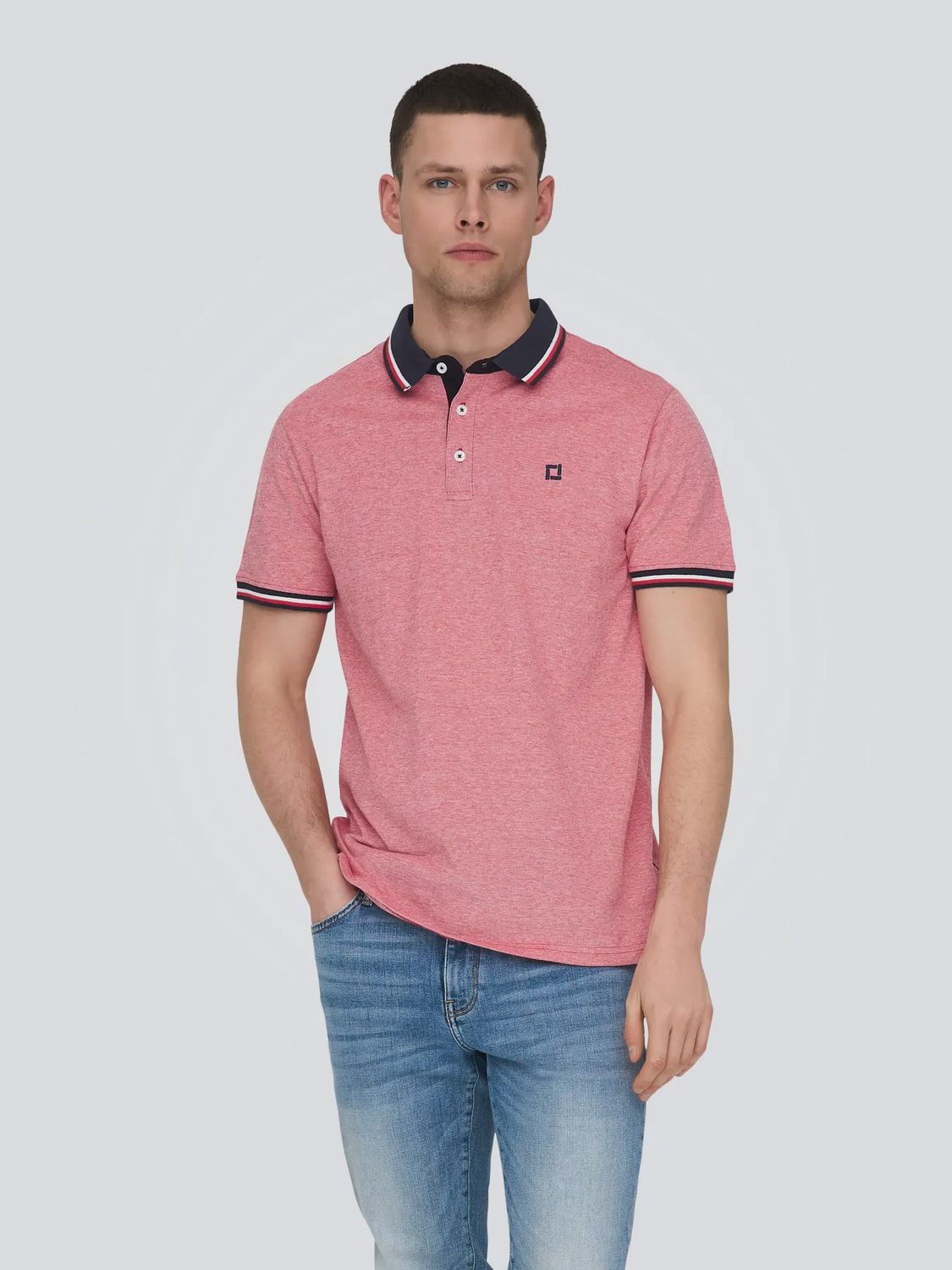 ONSFLETCHER SLIM SS POLO RACING RED/MELANGE 22024827