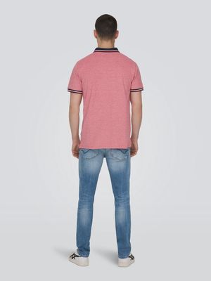 ONSFLETCHER SLIM SS POLO RACING RED/MELANGE 22024827