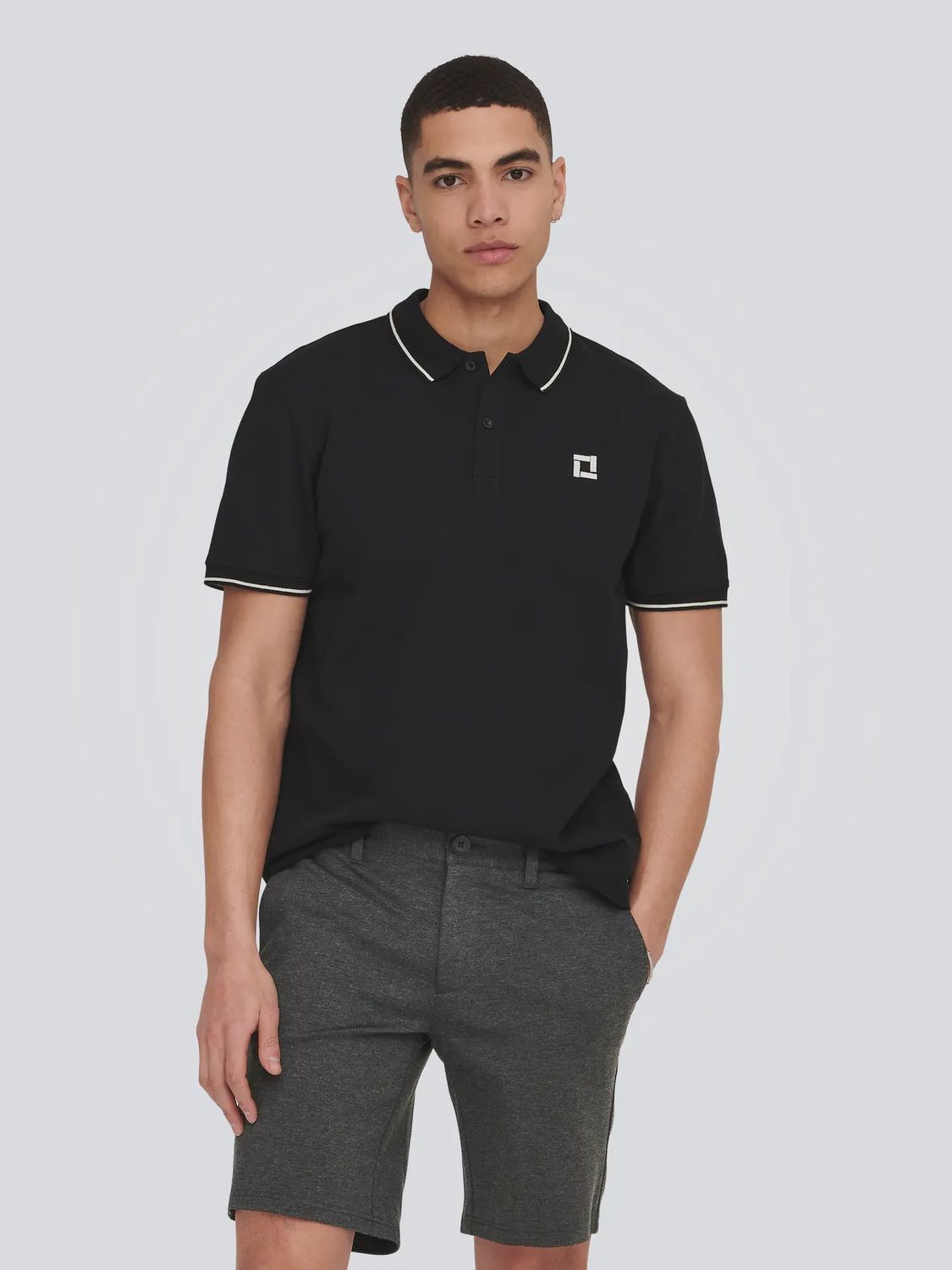 ONSFLETCHER SLIM SS POLO BLACK/BRIGHT WHITE 22024827