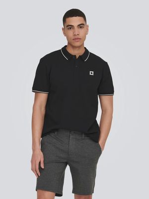 ONSFLETCHER SLIM SS POLO BLACK/BRIGHT WHITE 22024827