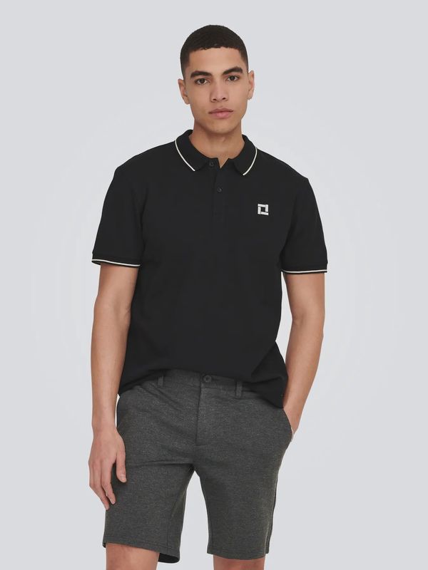 ONSFLETCHER SLIM SS POLO BLACK/BRIGHT WHITE 22024827