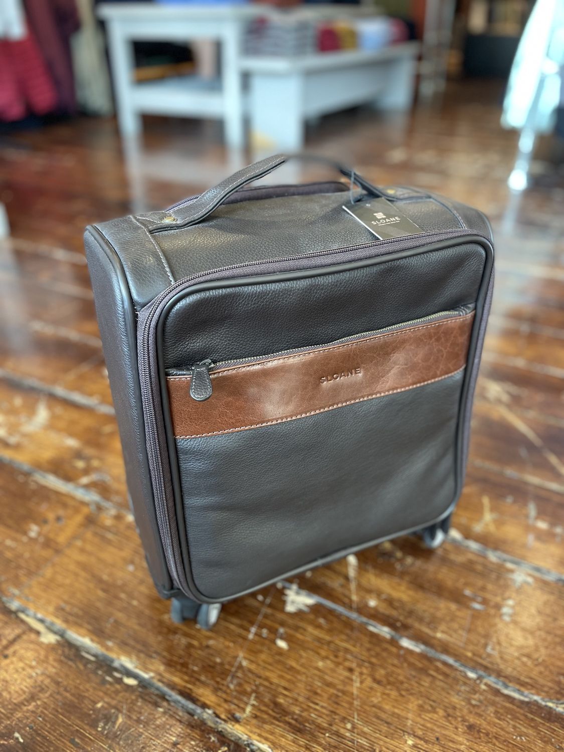 SLOANE LEATHER TROLLY BAG BROWN/CHESTNUT 21084