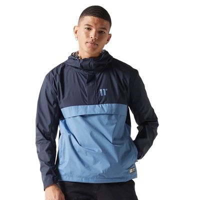 11 DEGREES 11D3782 1186 COLOUR BLOCK OVERHEAD JACKET NAVY/ELEMENTAL BLUE