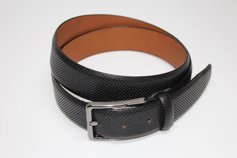 COPPER LEATHER PINHOLE BELT SWBL1003 BLACK