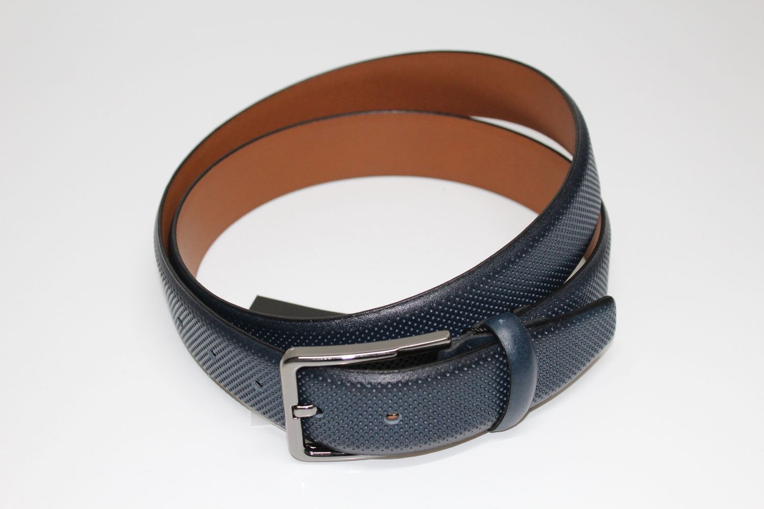 COPPER LEATHER PINHOLE BELT SWBL1003 NAVY