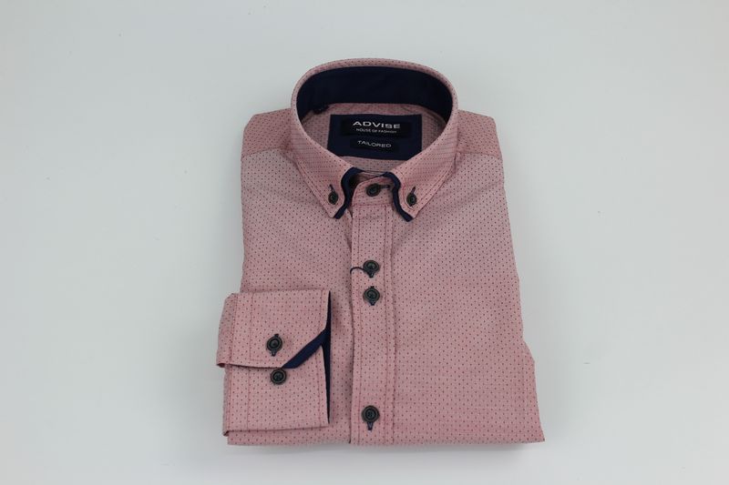 ADVISE DOUBLE COLLAR L/S SHIRT  RED  AD897